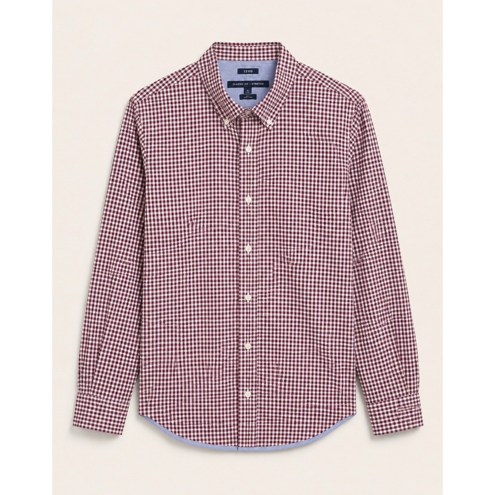 Tommy Hilfiger Custom Fit Button Down Shirt Mens Large Red White Check Plaid‎